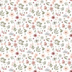 Ditsy floral seamless pattern. Small little flower pattern background. Repeat pattern. Ditsy print. Liberty style. Botanic surface design. Ditsy floral for fashion, texture, fabric, wrapping, decor
