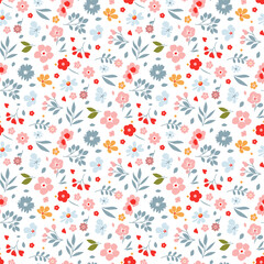 Ditsy floral seamless pattern. Small little flower pattern background. Repeat pattern. Ditsy print. Liberty style. Botanic surface design. Ditsy floral for fashion, texture, fabric, wrapping, decor