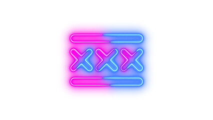 Neon xmarks lines icon blue pink color glowing with transparent background