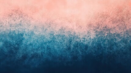Obraz premium atmospheric abstract texture with organic grain pattern, dreamy gradient transition from deep cerulean blue to soft coral pink, ethereal misty overlay effect