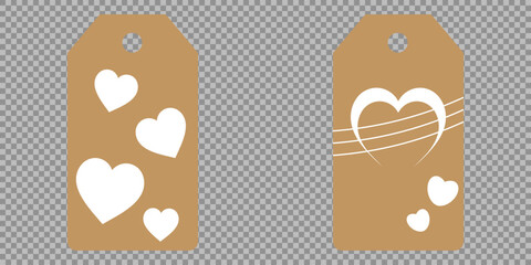 Price tag collection. Blank cardboard price tags. Retail product sticker elements with deal, hot price. Set of sale tags and labels. Set of gift or price tags shapes with hearts and love. EPS10