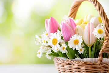 Obraz premium Charming Basket Filled With Spring Blooms