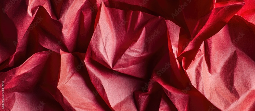 Poster crumpled red paper texture background for design projects with copy space for text placement