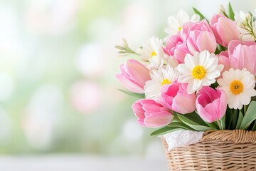 Obraz premium Bright Bouquet Of Pink And White Flowers Displayed