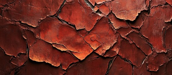Cracked textured surface with deep red and brown tones suitable for backgrounds and design elements with Copy Space