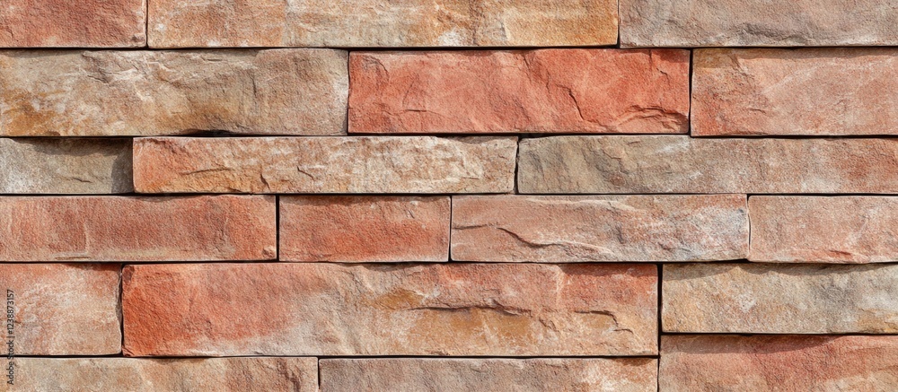 Poster textured stone wall background in earthy tones with interlocking stones arranged in a linear pattern