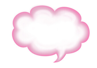 pink cloud speech bubble over white background. colorful design. illustration