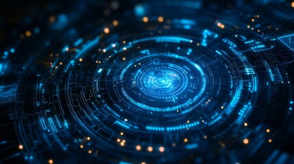 Technological blue circular energy field