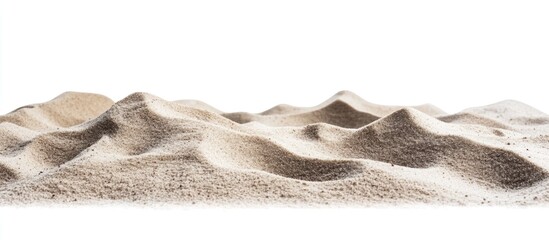 Sand dunes shaped by wind on a white background with texture details and Copy Space for text placement