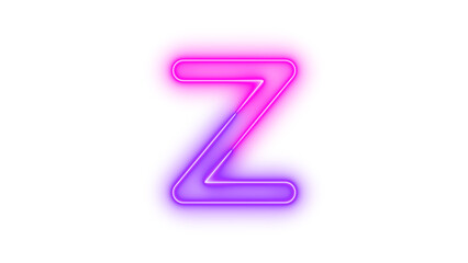 Neon z icon pink purple color glowing with transparent background