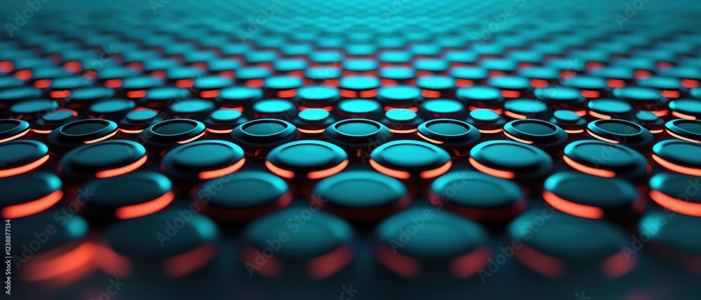 Poster abstract pattern of reflective circles creating modern digital aesthetics.