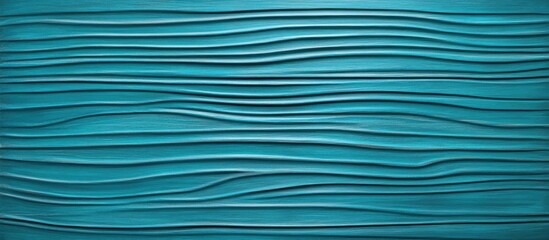 Textured pattern with wave-like grooves in a turquoise color background suitable for interior design and abstract art. Copy Space