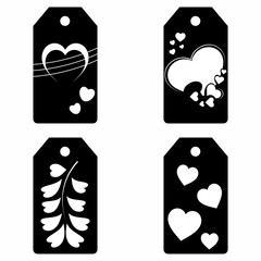 Price tag collection. Blank cardboard price tags. Retail product sticker elements with deal, hot price. Set of sale tags and labels. Set of gift or price tags shapes with hearts and love. EPS10