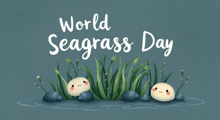 Fototapeta premium World Sea Grass Day Text banner ai