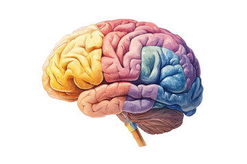 A colorful anatomical representation of the human brain divided into different regions, highlighting its intricate structure and complexity