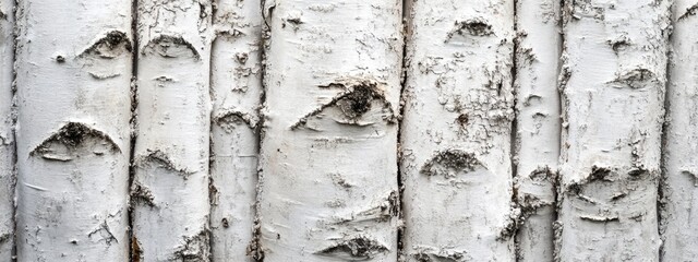 Fototapeta premium Close-up view of birch tree bark textures with unique natural patterns