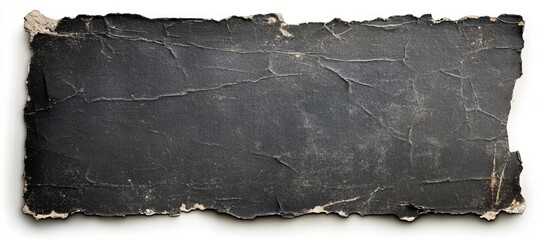 Vintage Worn Rectangular Black Chalkboard with Torn Edges and Textured Surface