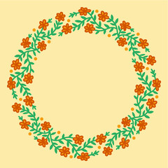 crest hand drawn flat floral illustration modern colored flower leaves vector tropical elements simple abstract style