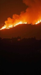 Fototapeta premium Nighttime Inferno on the Hillside
