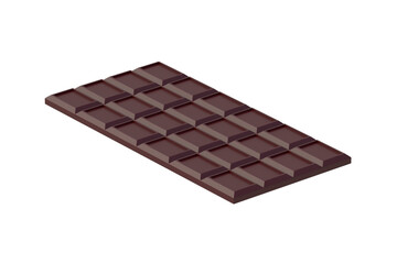 Chocolate bar isolated on white background. Confectionery tile. 3d render