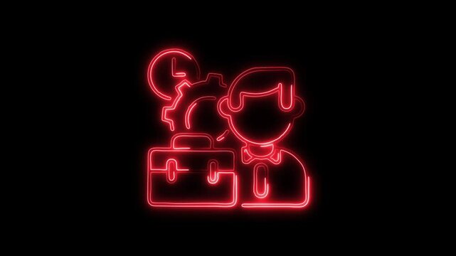Glowing neon Professional Profile icon isolated on black background. HD Video motion graphic animation