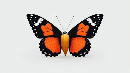 Fototapeta premium Vibrant Orange Butterfly with Black and White Patterns on Grey Background
