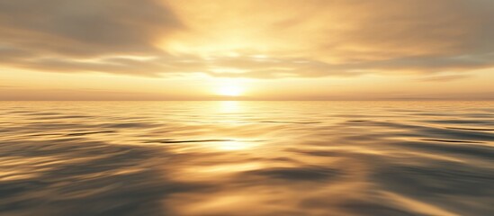 Obraz premium Golden Sunset Over Calm Ocean Waters with Dramatic Sky and Reflections