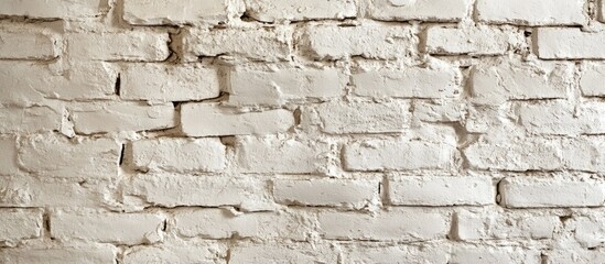 Fototapeta premium White rustic brick wall texture with uneven surface and gaps