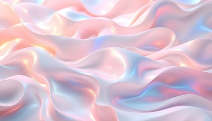 Obraz premium Pastel Pink Iridescent Waves Abstract Background