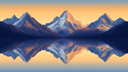 Majestic Mountain Reflection in Calm Lake at Sunset