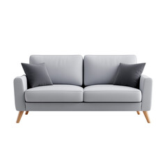 Obraz premium Modern gray sofa design with cushions for cozy living spaces.