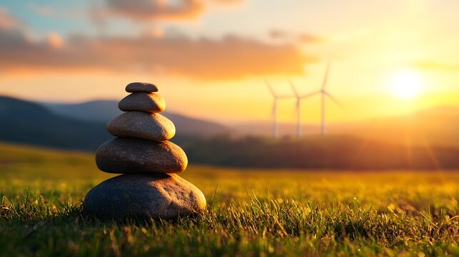 Tranquil Landscape with Renewable Energy Innovations Reshaping Sustainable Consumption Patterns