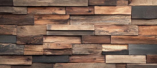 Stacked Wooden Planks Wall Texture Background with Copy Space