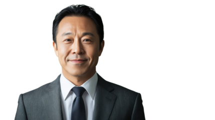 Professional businessman smiling with transparent background