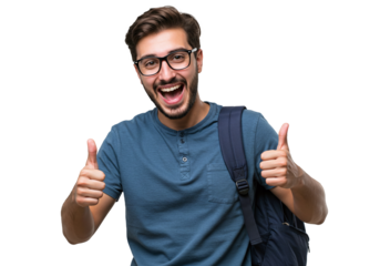 Happy student with thumbs up 