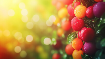 healthy food background. Vibrant Superfood Gradient. A blurred background with vibrant gradients transitioning through bright shades associated with superfoods - greens, reds, and oranges