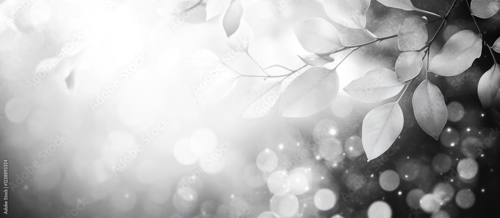 Canvas Prints black and white bokeh background with tree leaves and light flares