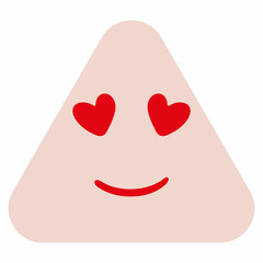 Triangle emoticon with heart-shaped eyes smiling