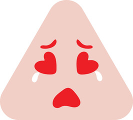 
Triangle emoticon with heart-shaped eyes crying
