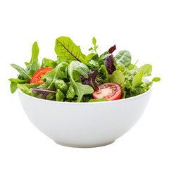 Fresh salad bowl with mixed greens and tomatoes for a healthy meal option.
