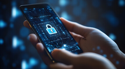 of a server room with a digital overlay of mobile device management data and network connections 