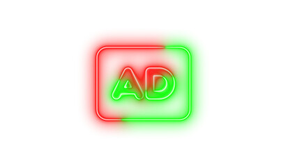 Neon audio description icon green red color glowing with transparent background