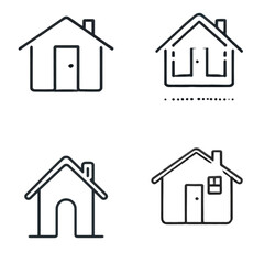 House icons in various styles representing home, comfort, and real estate concept
