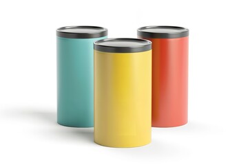 Obraz premium Isolated on a white background, this mockup of blank colored packaging, Generative AI.