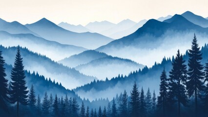 Obraz premium Blue Misty Mountain Landscape