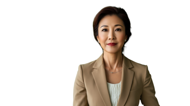 Confident senior businesswoman smiling on transparent background - Powered by Adobe