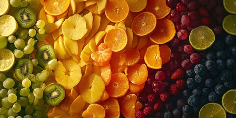 Indulge in a Vibrant Summer Fruits Spread A Colorful Medley of Delicious Fruits to Get You in the Mood for Vacation Vibes and Fun in the Sun, Perfect for Any Outdoor Gathering or BBQ