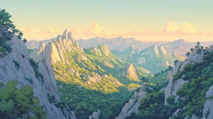 Fototapeta premium Serene Sunset Mountain Landscape