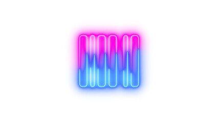 Neon barcode icon blue pink color glowing with transparent background