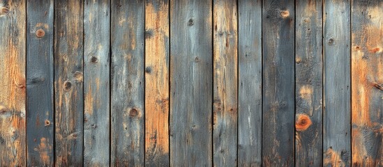 Naklejka premium Rustic weathered wooden planks texture background with natural knots and grain patterns